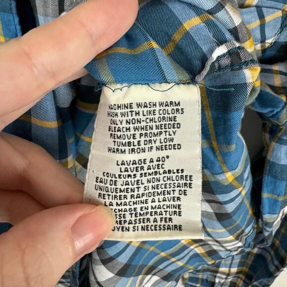 Ralph Lauren Denim & Supply Womens Utility Blue Yellow Plaid Button Down Shirt L - Picture 9 of 11